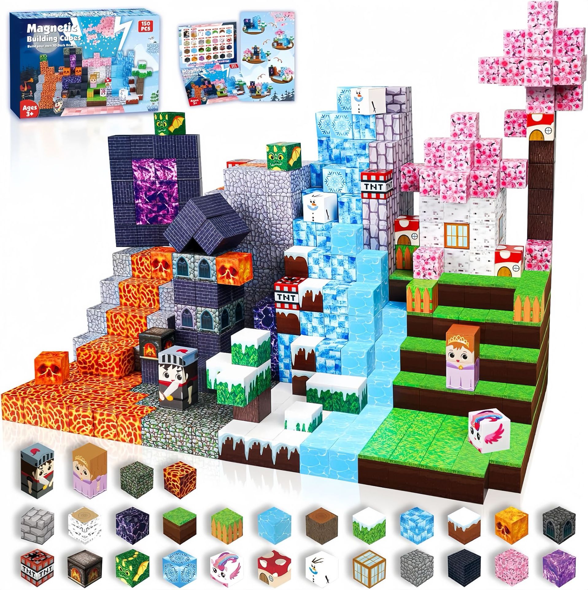 Transfronterizos Amazon My Blocks World Magnetic Block Set Puzzles Magnetic Cuadrados Juguetes Bosque Original