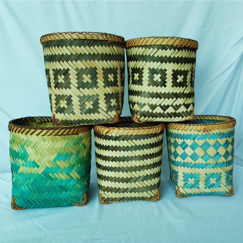 Cesta de Flores de Bambú Tejido Hecho a Mano Decorativo para Plantas y Decoración del Hogar