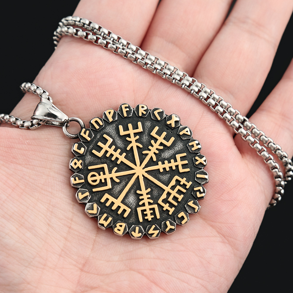 Nordic Viking-Inspired Compass Necklace Image 9