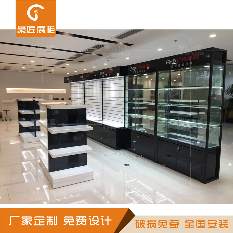 工厂直销4S店汽车展柜车子零部件展示玻璃柜赠品摆放柜铁架挂钩柜