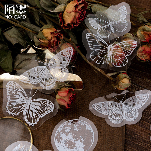 Momo PET White Ink Sticker Pack Daydream Series Creative Art Handbook Decorative Stickers 6 Choices