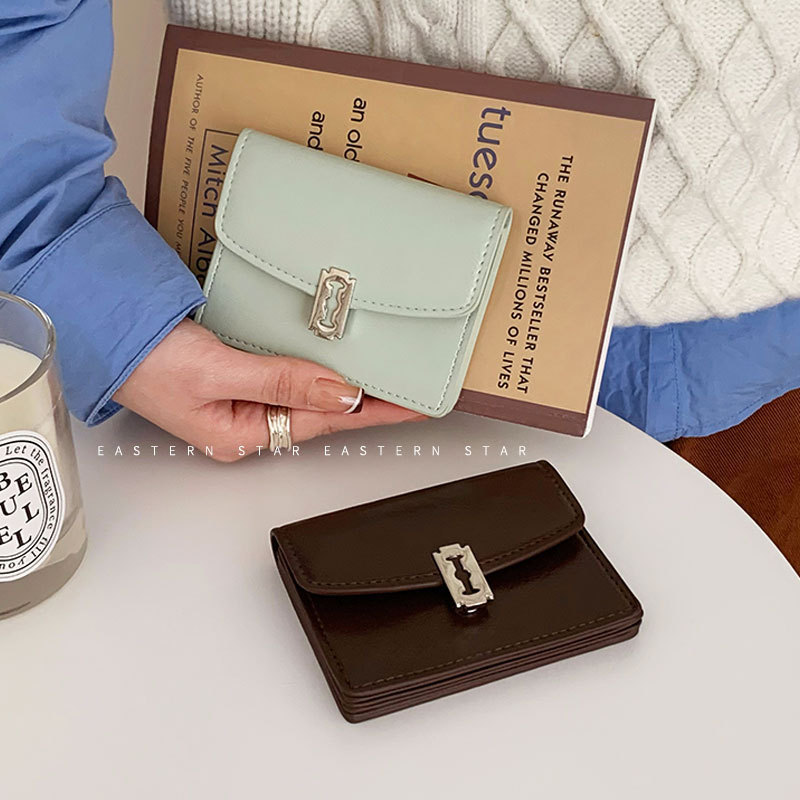 South Korea niche designer brand bag classic simple practical coin purse ladies lock multi-color PUWALLET