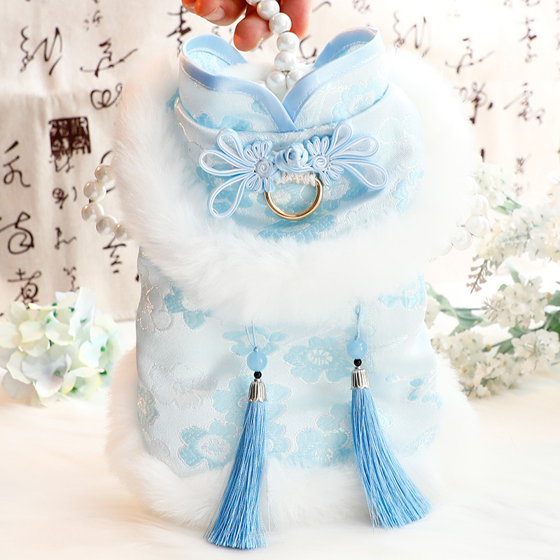 狗狗衣服秋冬装厚款猫咪公主唐装清新流苏圆领小型犬泰迪宠物4952