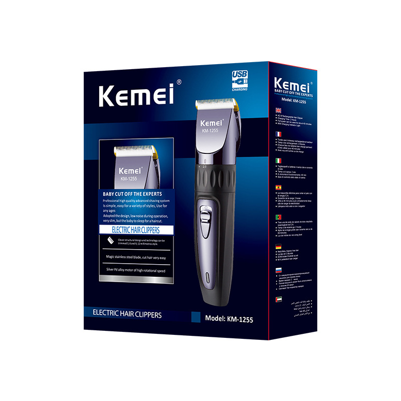Cortadora de cabello eléctrica al por mayor transfronteriza kemei KM-1255 mini cargador de cortadora de cabello recargable universal