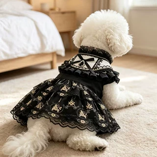 猫咪狗狗衣服春夏季薄款哥特式金缕裙中小型犬比熊博美连身裙