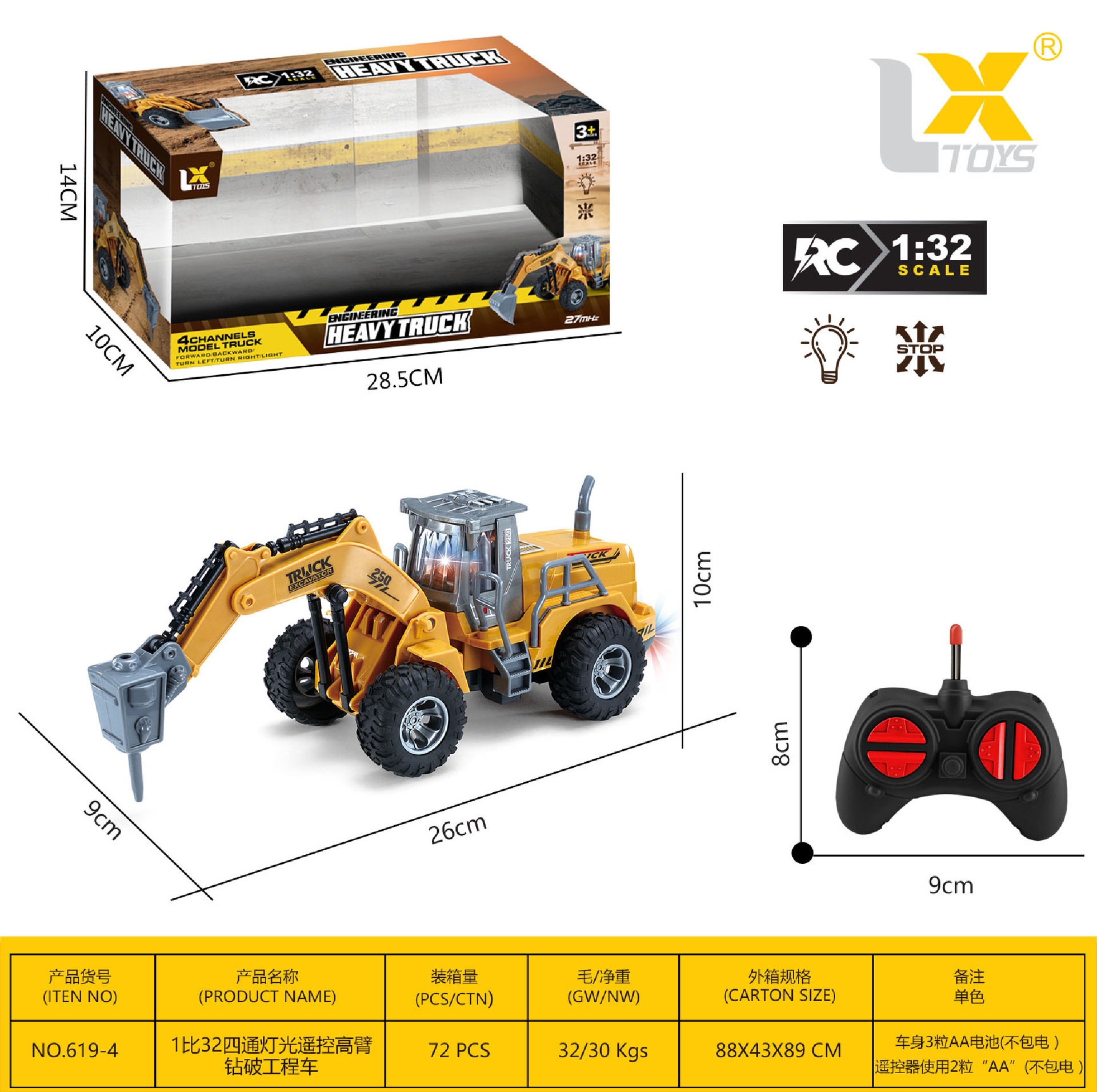 Lightweight, scale 1:32, remote control