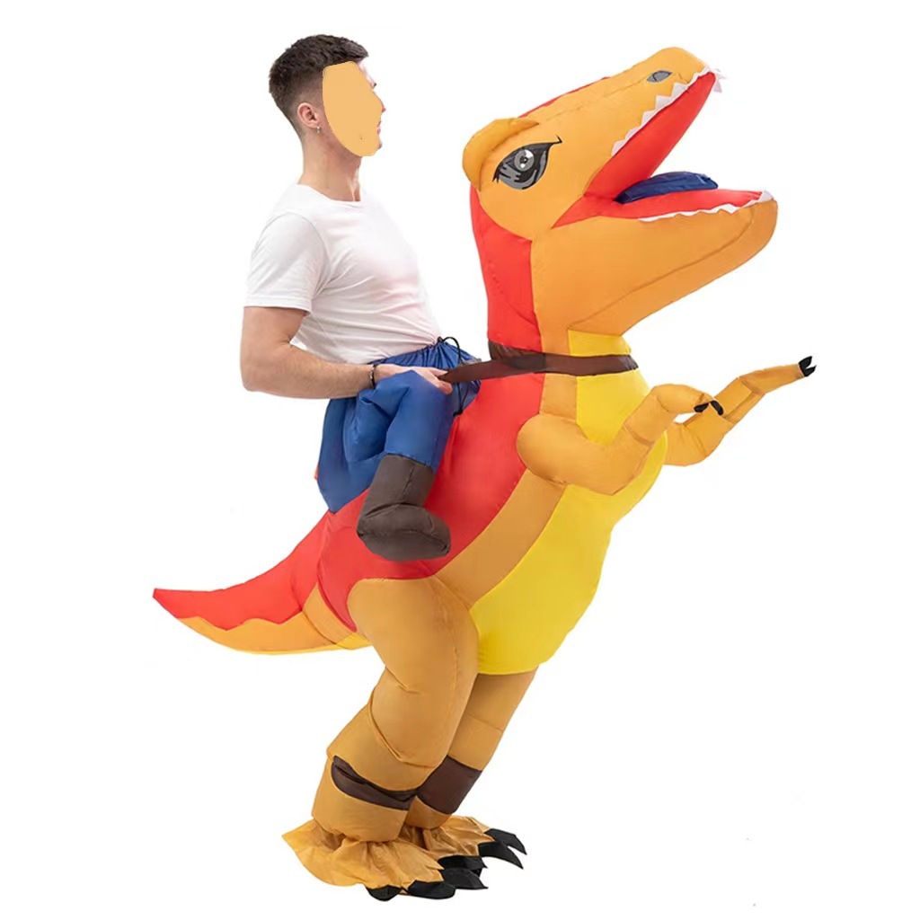 Estilo explosivo transfronterizo, novedad, creatividad, fiesta navideña, personalidad esencial, creatividad, traje inflable de dinosaurio de conducción llamativo