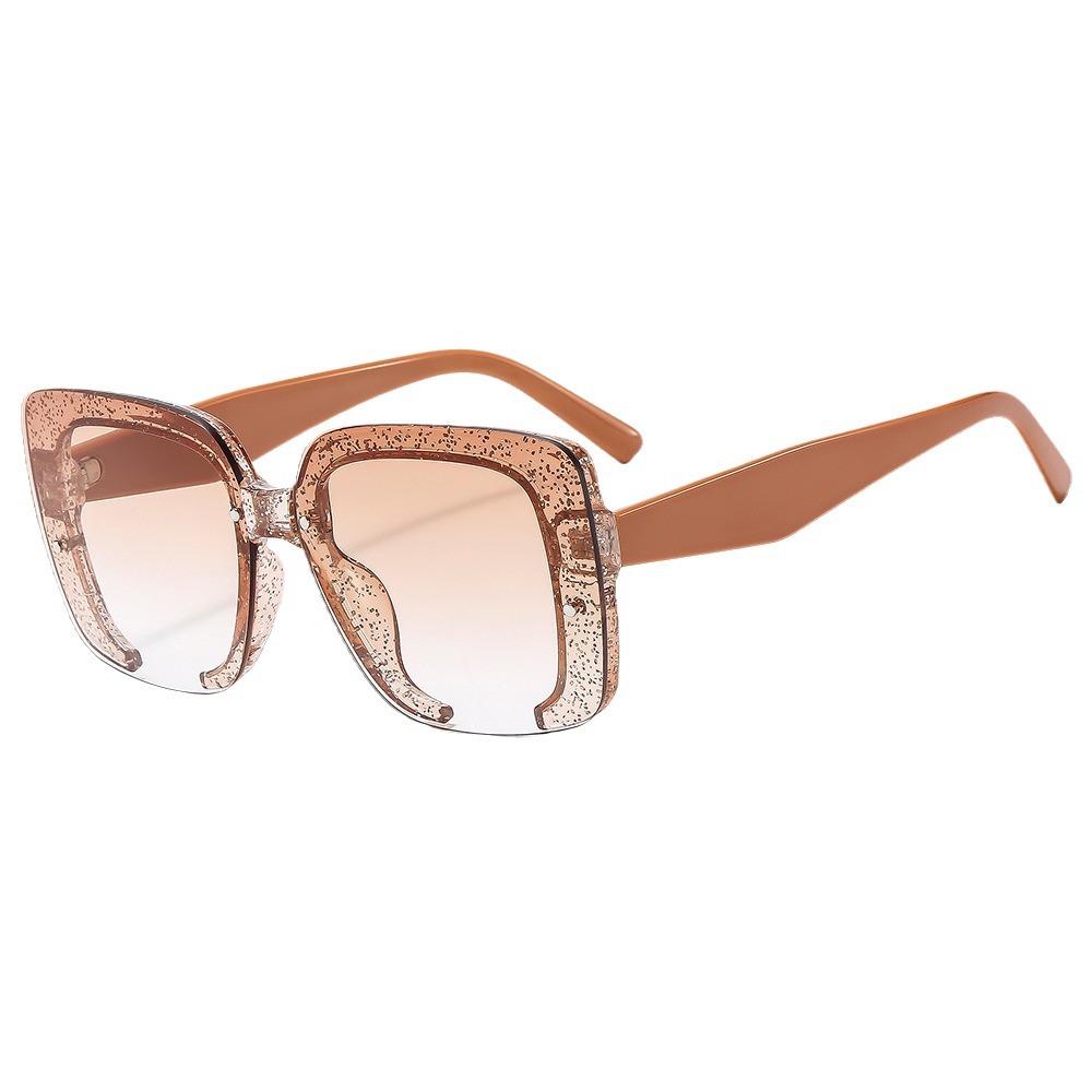 Nuovo set alla moda per uomo e donna dello stesso stile con occhiali da sole con montatura rosa glitterata, occhiali con tacca personalizzati_voghion.com