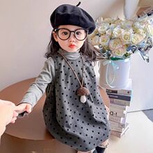 女童连衣裙春装新款儿童洋气波点背心裙小女孩宝宝春秋季裙子