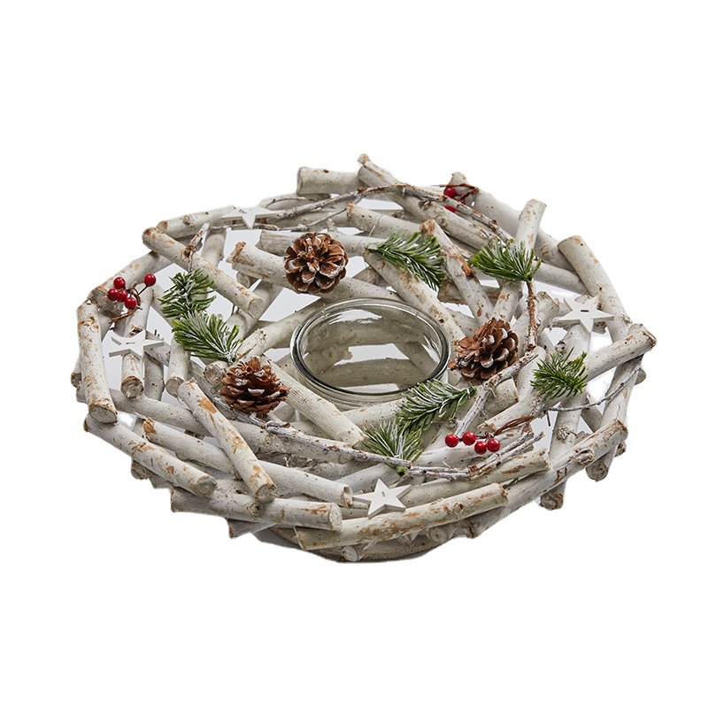 25 / 36cm madera nórdica candelabro blanco decoración de mesa decoración de Navidad atmósfera candelabro