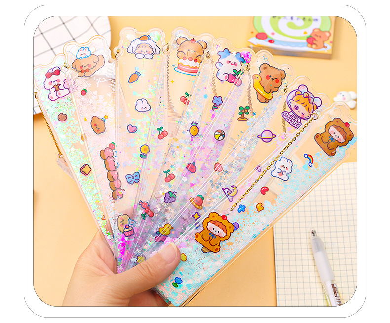 Fashion Cute Multifunctional Learning Pendant Bookmark Painting Ruler 15cm display picture 2