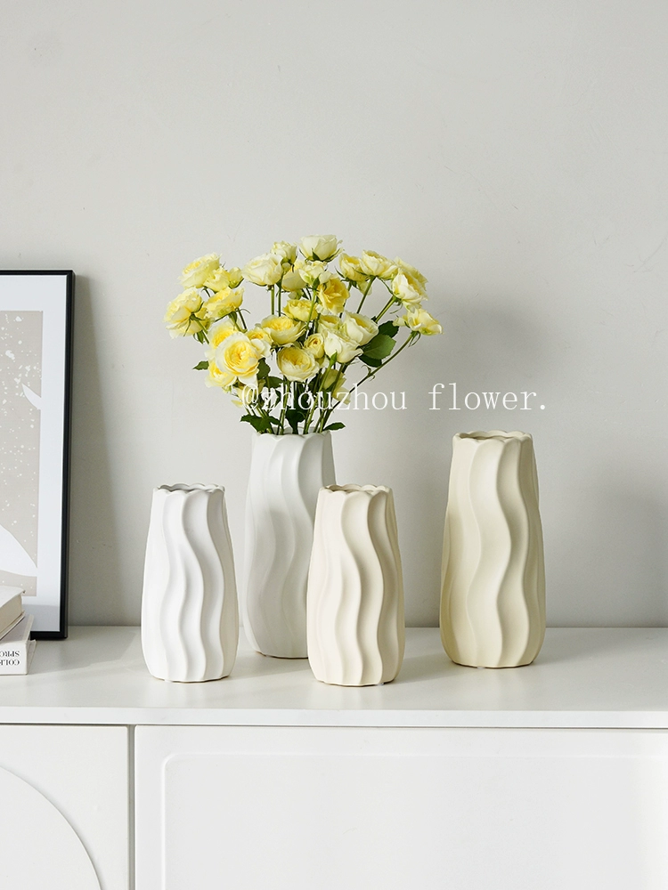 Простая современная кремовая белая керамическая ваза высокого уровня аквариум цветочная композиция украшения для гостиной столешницы