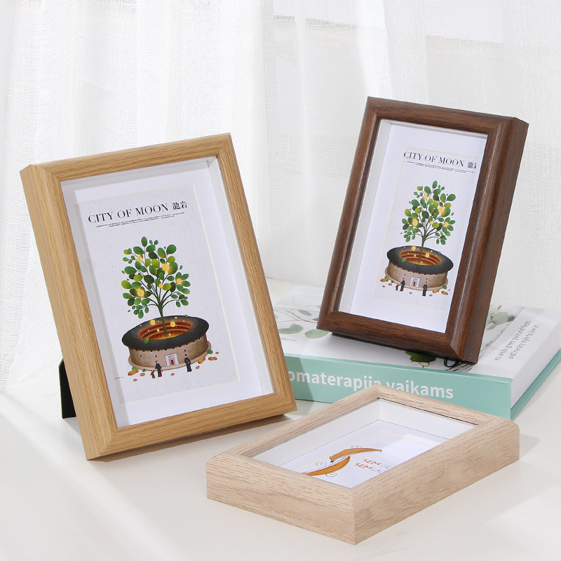 Three-Dimensional Hollow Photo Frame Creative Display Stand Wholesale 6inch 8inch 10inch Wall-Mounted Square Wooden Specimen Picture Frame Empty Frame