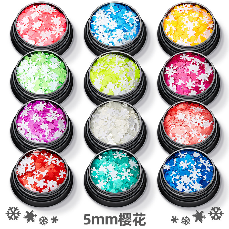 Amazon Explosive Mixed Laser Colorful 5mm Cherry Blossom Nail Art Sequins Nail Polish Glue Makeup Body diy Batch