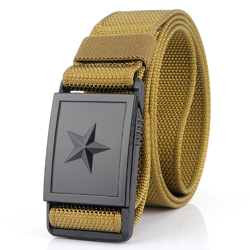 Nueva hebilla automática de cinco estrellas ventilador militar cinturón táctico de nylon para hombres Pantalones deportivos al aire libre con cinturón de tela de entrenamiento militar juvenil