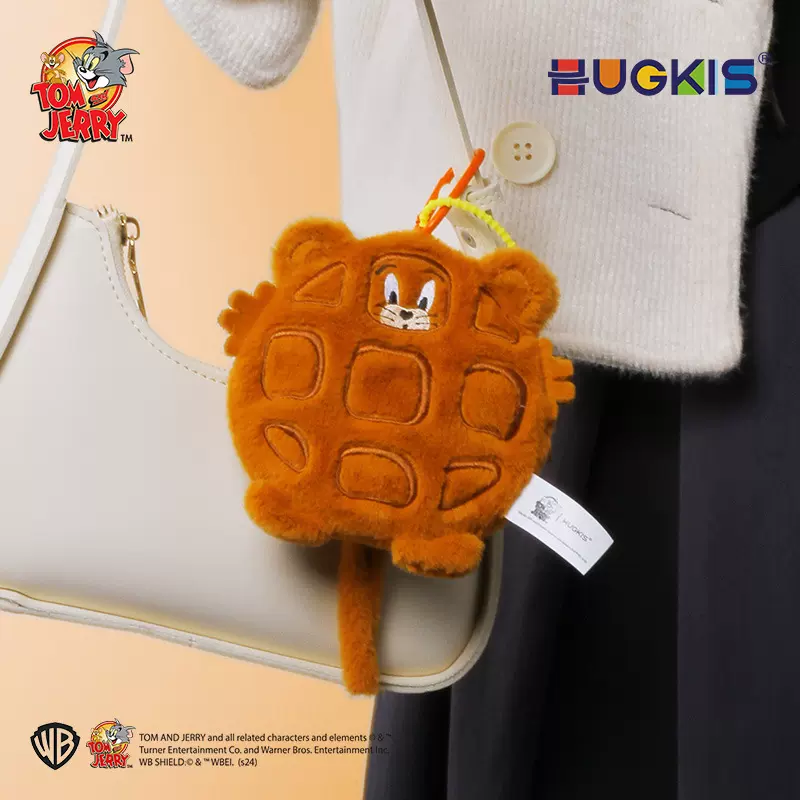 猫和老鼠杰利鼠毛绒小挂包华夫饼创意包可爱零钱包证件收纳卡包