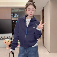 韩系慵懒风连帽卫衣女2025秋新款拉链开衫宽松显瘦小个子百搭外套
