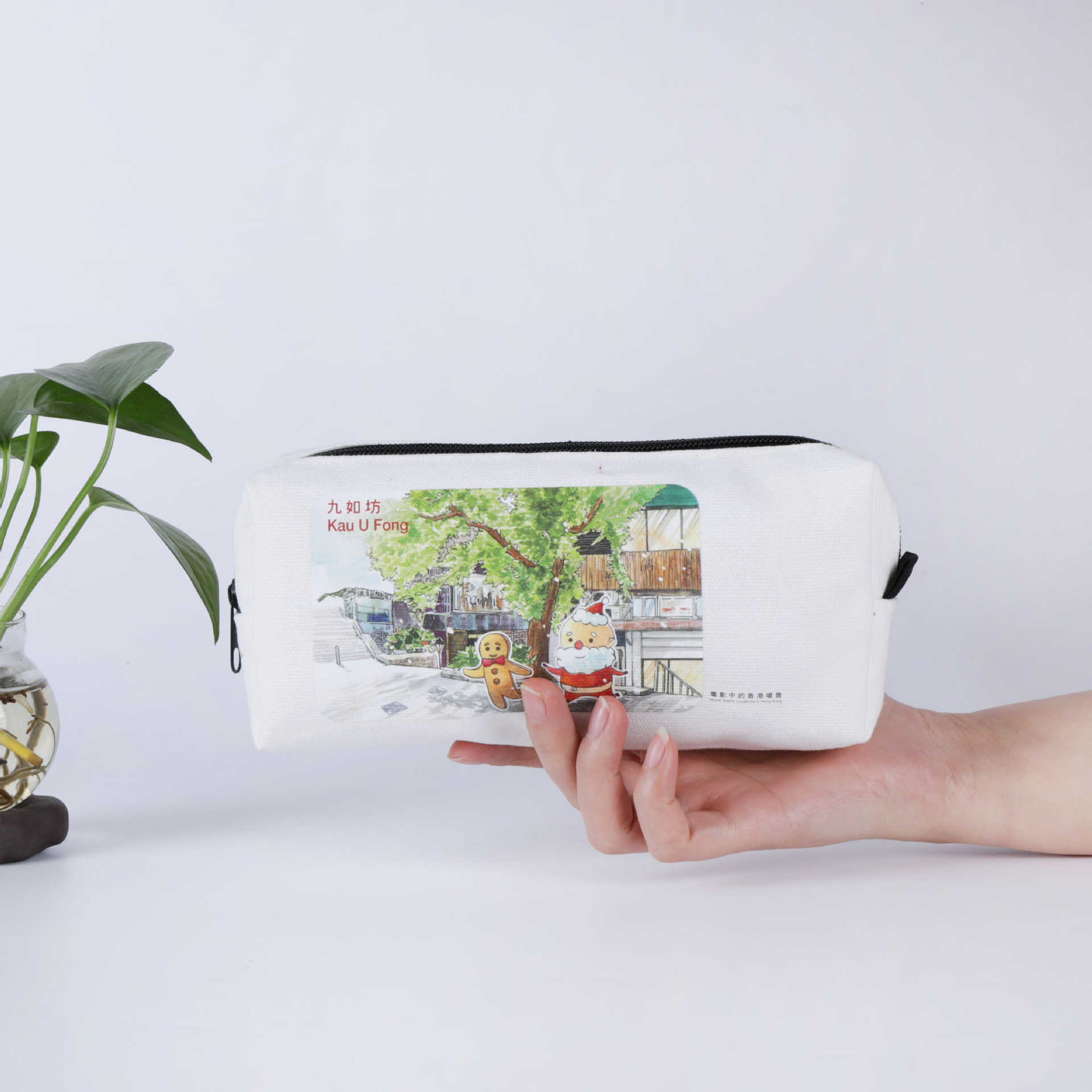 Wow bolsa de lápices de lona personalizada para estudiantes bolsa de almacenamiento de lápiz en blanco patrón creativo bolsa de lona con cremallera bolsa de cosméticos