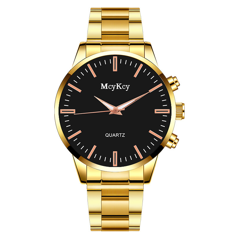 Montre mécanique non entièrement automatique en acier à quartz pour hommes, bracelet en or_voghion.com