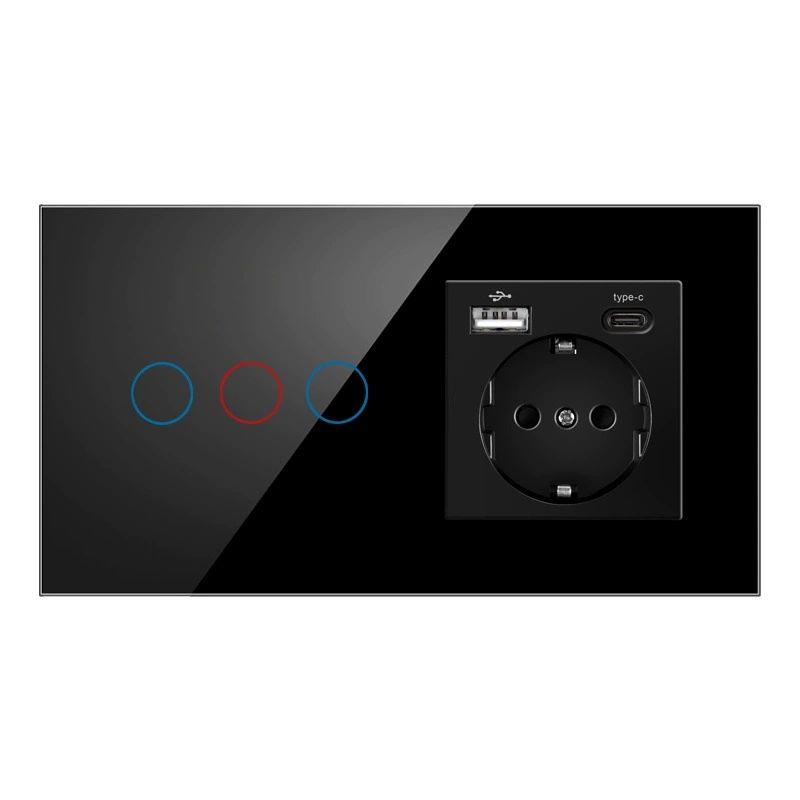 Сенсорный выключатель 157, встроенная стеклянная круглая индикаторная панель, 1–3 модуля, белый/чёрный, опция AC/USB