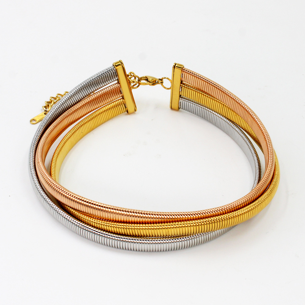 304 Stainless Steel Chain Material PVD Coated Real Gold Plated Solid Color 304 Stainless Steel Punk Waterproof Non Tarnish 304 Stainless Steel Choker