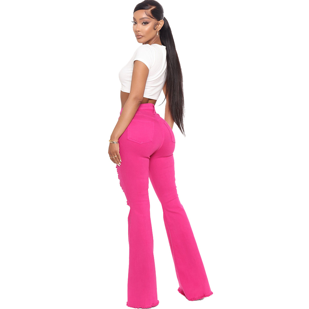 hole stretch flared jeans nihaostyles wholesale clothes NSSF88984