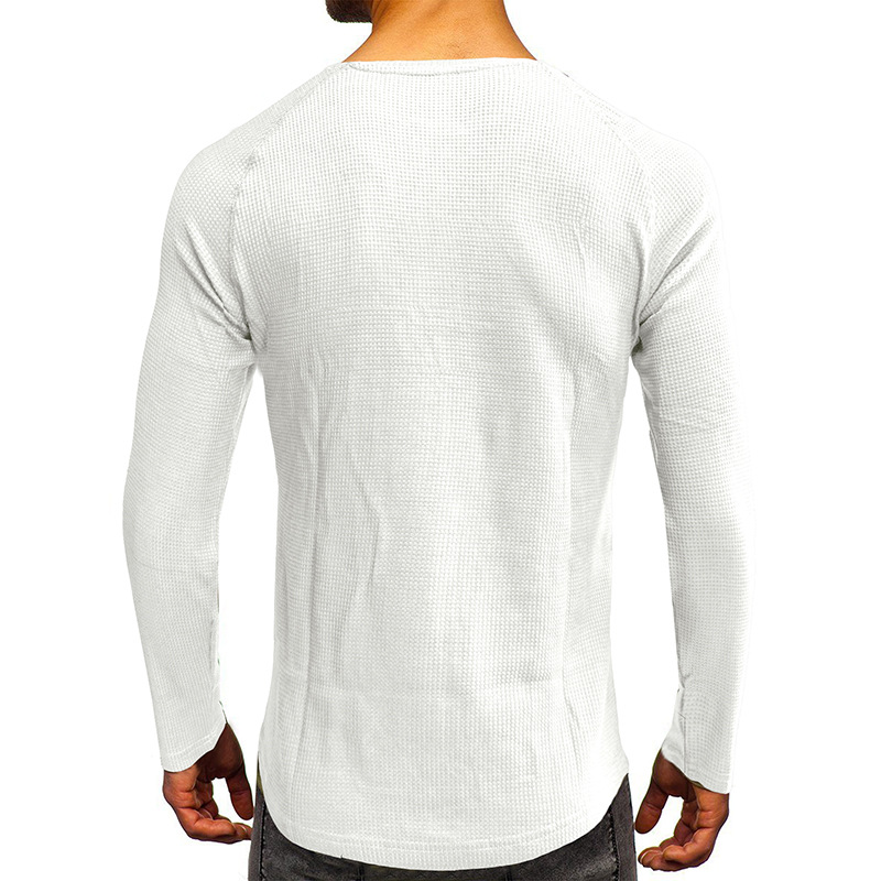 Men's T-shirt Long Sleeve Loose Fit Plain Basic Autumn Winter_voghion.com