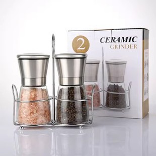 Stainless Steel Sea Salt Black Pepper Grain Grinder Carbon Steel Core Pepper Powder Hand Grinding Grinding Bottle Home Wang Jin
