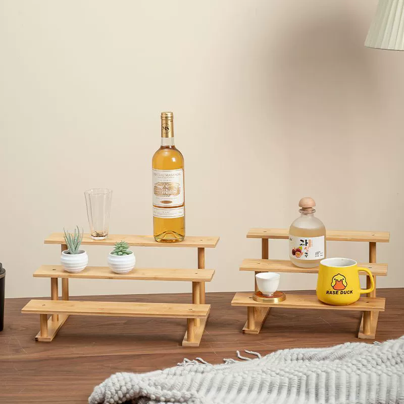 Витрина из цельного дерева, лестничная форма, стеллаж для хранения косметики, настольная стойка для хранения, трансграничная деревянная офисная витрина, лестничный стол