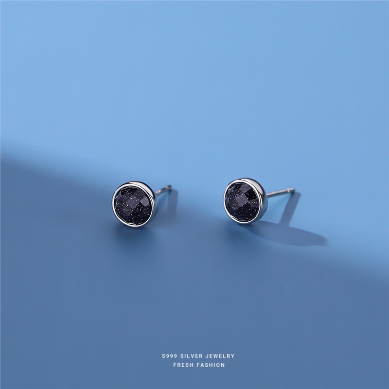 Boucles d'oreilles rondes en argent sterling s999 mixte_voghion.com