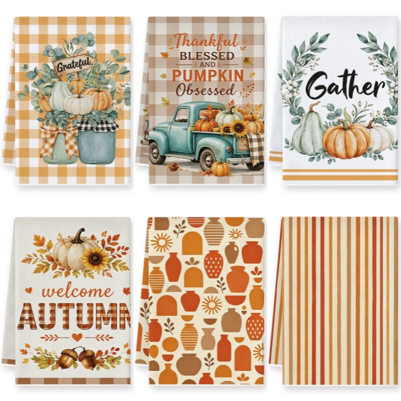 Sunflower Pumpkin Truck Harvest Festival Pattern Printed Towel Microfiber Kitchen Decorative Absorbent Cleaning Cloth Sunflower Pumpkin Truck Harvest Festival Pattern Printed Towel Microfiber Kitchen Decorative Absorbent Cleaning Cloth
