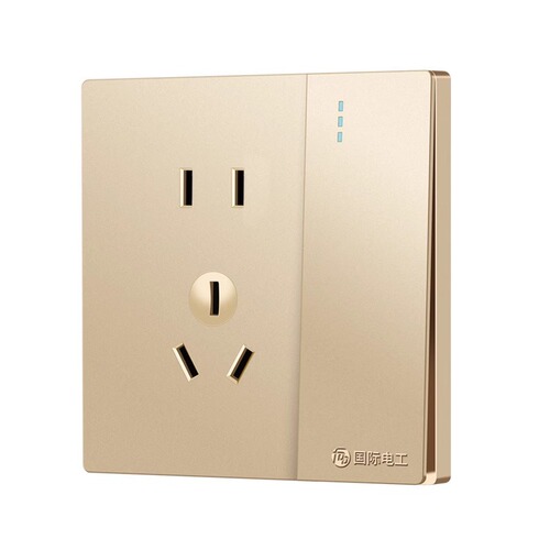 Household wall switch socket 86 type golden five-hole socket with dual control switch air conditioner 16A USB socket panel