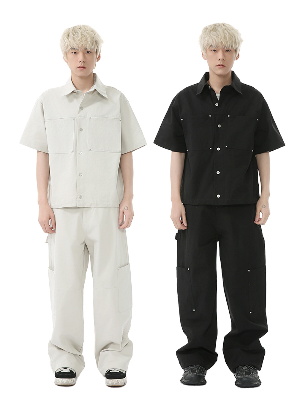 MTLCLOTHES para hombre | Camisa de solapa cleanfit de algodón coreano, ropa de trabajo de color sólido, traje casual de todo fósforo