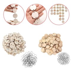 Wooden Eco-Friendly 2-Hole Round Wooden Disc DIY Decorative Accessories Wooden Name Tag