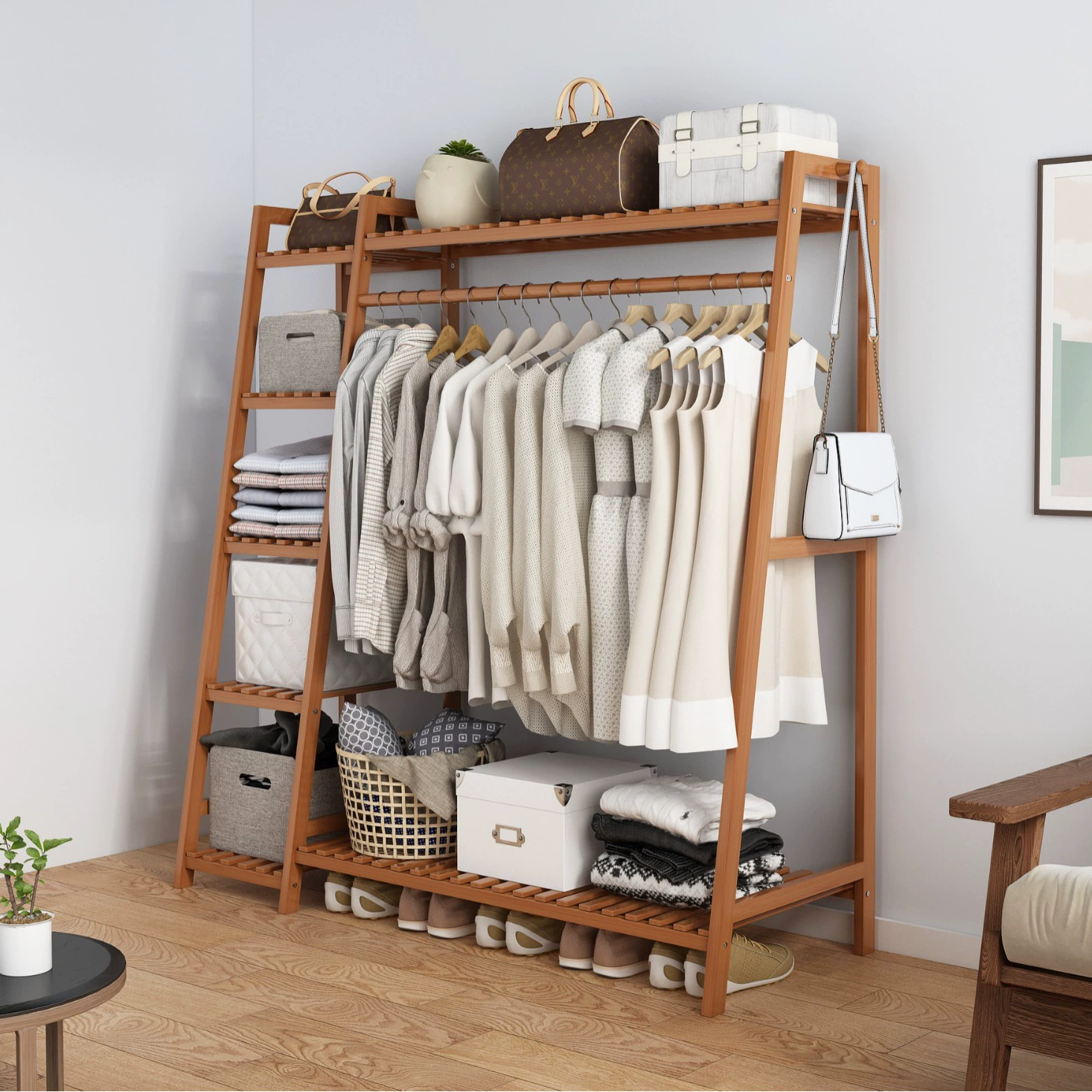 Напольная простая сушилка для белья в спальню, домашняя вешалка для одежды, многофункциональный шкаф для гардеробной