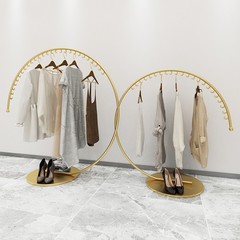 洋服店中島展示棚円形童装店アーチ型棚女装シンプル棚陳列床置き式ハンガー