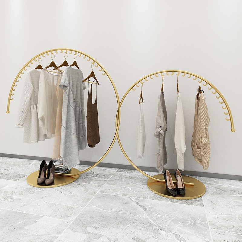 服装店中岛展示架圆形童装店弧形架女装简约货架陈列落地式挂衣架