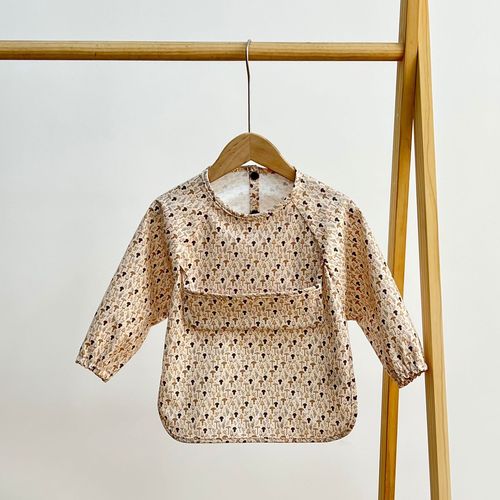 Baby back-dressing long-sleeved waterproof children's coveralls new baby eating clothes anti-dirty and stowable large pocket apron