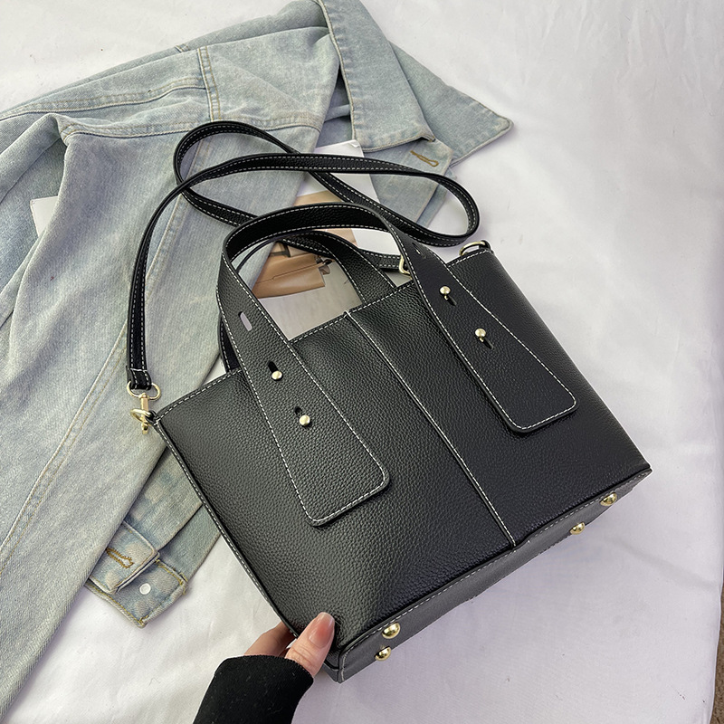 Bolso de nicho para mujer retro 2024 modelos de otoño e invierno moda estilo occidental bolso diagonal bolso de hombro bolso de cubo de gran capacidad