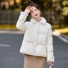2025冬季新款洋气宽松翻毛领提花女款时尚百搭女式羽绒服ME9668