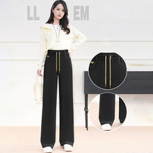 2025秋冬仿牛仔阔腿裤显瘦高腰窄版阔腿裤女休闲直筒裤大码女裤