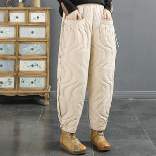 Qianqiu Feiyan Retro Buckle White Duck Down Pants Women's Winter New Fashion Line Outer Wearing Warm Pants