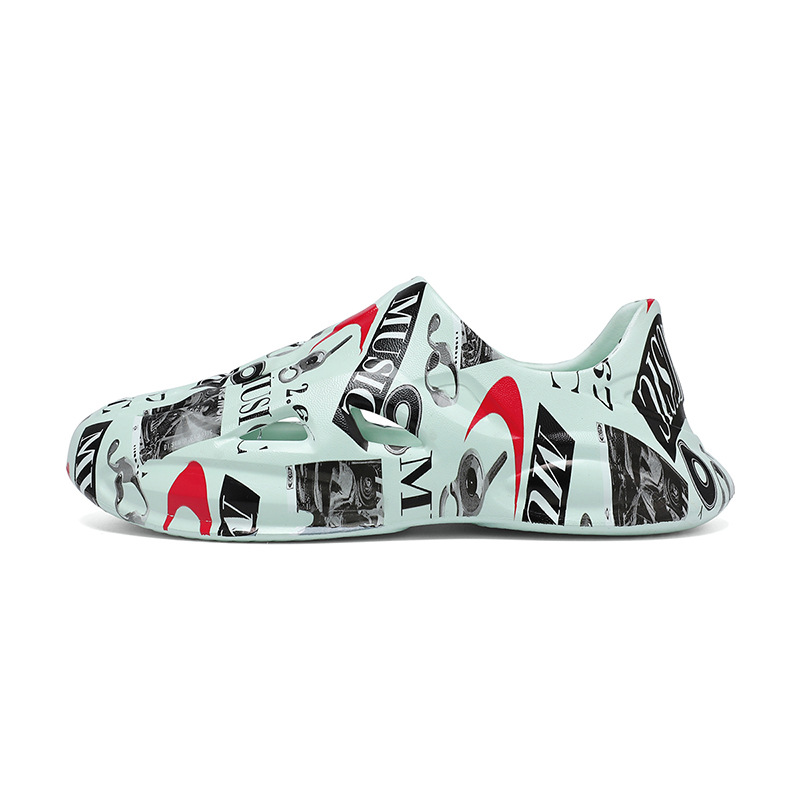 Zapatos con agujeros de coco, sandalias de graffiti para hombres y mujeres, ropa exterior EVA, suela gruesa, zapatos de mierda, zapatos de playa, sandalias para hombres