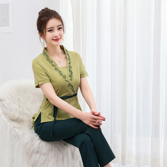 New 2020 Foot Massage and Body Care Technician Set Long Silk Work Uniform JY-1926 Three-Color Set