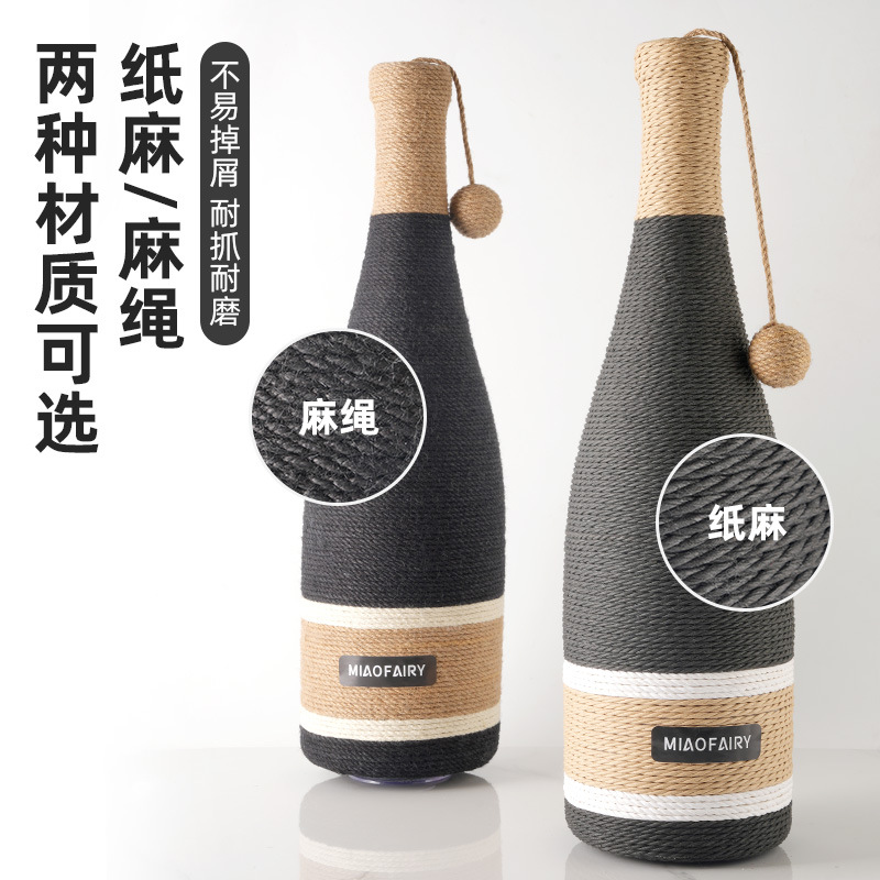 Columna de captura de gato Papel resistente al desgaste de sisal de cáñamo Bola de captura de gato Estante de escalada de gato Botella de vino tinto