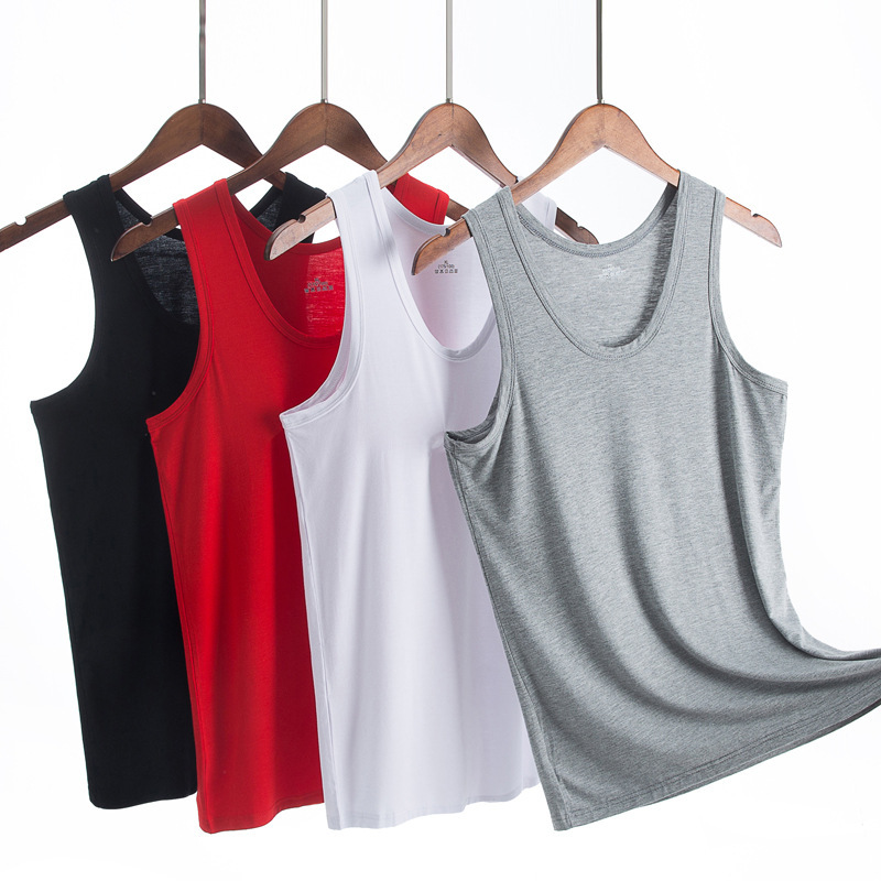 Summer Men's Modal Vest Ice Silk Sleeveless Fitness Training I-Character Sports Thin Narrow Shoulder Crewneck Base Shirt