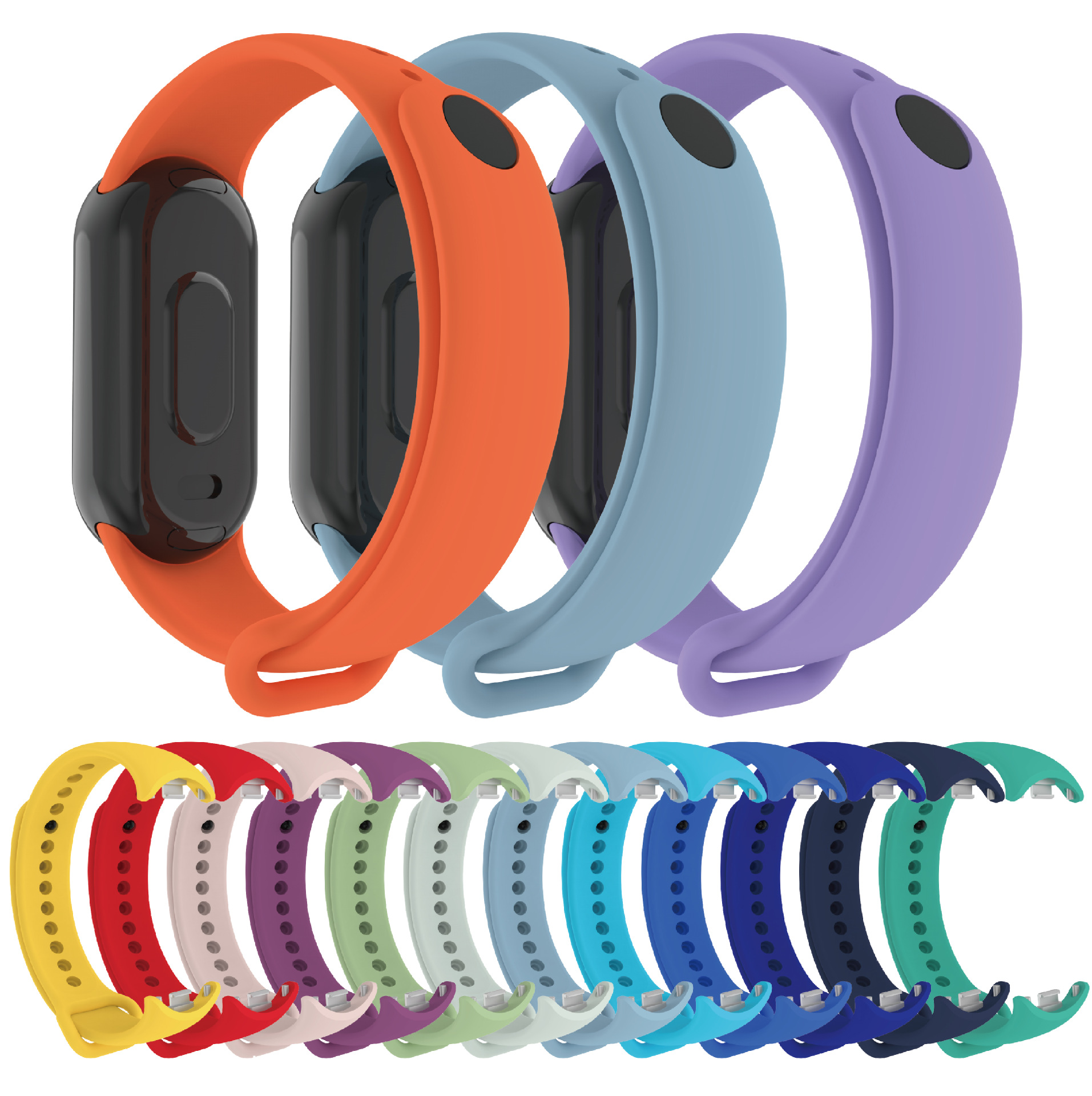 Suitable for Xiaomi 8/9/10 Xiaomi Band Metal Head Wristband Universal Silicone Watch Strap Multi-Color