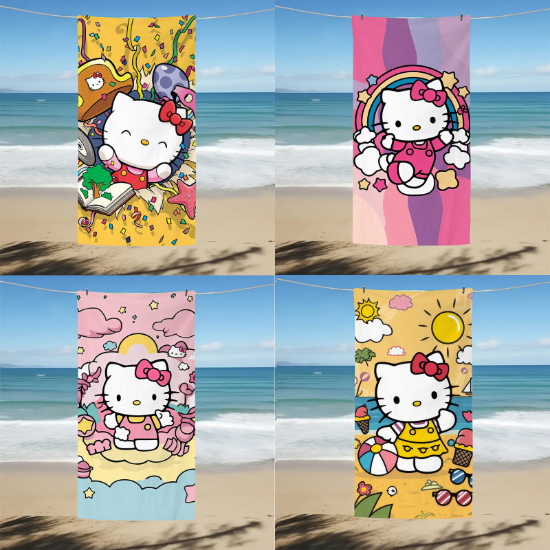 Hello Kitty cartoon beach towel microfiber beach towel printed absorbent quick-drying Hello Kitty bath towel Hello Kitty cartoon beach towel microfiber beach towel printed absorbent quick-drying Hello Kitty bath towel