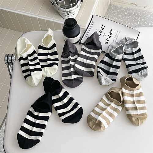 Striped socks, men's socks, spring and summer pure cotton, non-slip, non-falling, sweat-absorbent, anti-odor sports summer thin boat socks