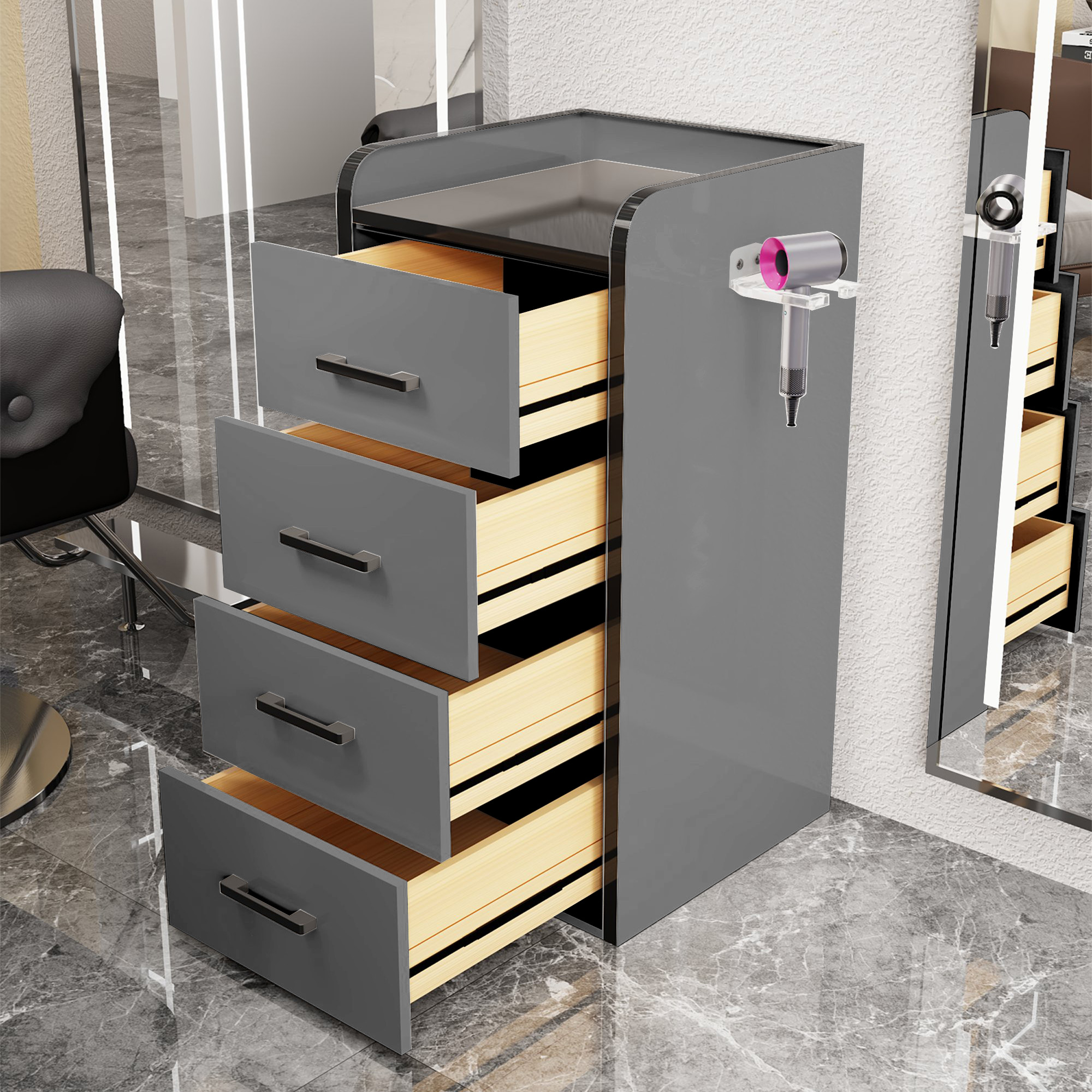 Nuevo gabinete de herramientas de peluquería de alta calidad gabinete de salón de peluquería carro móvil sin instalación móvil gabinete de herramientas de almacenamiento de madera sólida